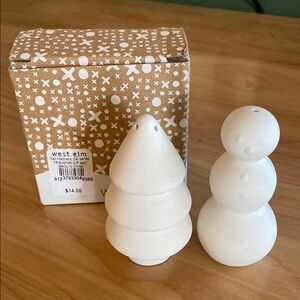 West Elm White Holiday Salt & Pepper Matte White 3" Set